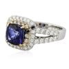 Image 2 : 14KT Two-Tone Gold 2.36 ctw Tanzanite and Diamond Ring