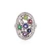 Image 1 : 14KT White Gold 1.69 ctw Multi Gemstone and Diamond Ring