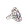 Image 2 : 14KT White Gold 1.69 ctw Multi Gemstone and Diamond Ring