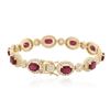 Image 2 : 14KT Yellow Gold 8.90 ctw Ruby and Diamond Bracelet