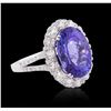 Image 2 : 14KT White Gold 9.78 ctw Tanzanite and Diamond Ring