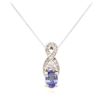 Image 2 : 14KT White Gold 0.99 ctw Sapphire and Diamond Pendant With Chain