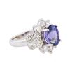 Image 2 : 14KT White Gold 4.14 ctw Tanzanite and Diamond Ring