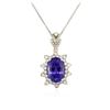 Image 2 : 14KT White Gold 7.51 ctw Tanzanite and Diamond Pendant With Chain