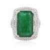 Image 1 : 14KT Two-Tone Gold 12.39 ctw Emerald and Diamond Ring