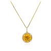 Image 2 : 14KT Yellow Gold 4.04 ctw Quartz and Diamond Pendant With Chain