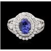 Image 1 : 14KT White Gold 1.20 ctw Tanzanite and Diamond Ring