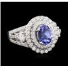 Image 2 : 14KT White Gold 1.20 ctw Tanzanite and Diamond Ring