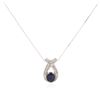 Image 2 : 14KT White Gold 1.52 ctw Sapphire and Diamond Pendant With Chain