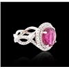 Image 2 : 18KT White Gold 6.08 ctw Rubellite and Diamond Ring