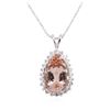 Image 2 : 14KT White Gold 8.37 ctw Morganite and Diamond Pendant With Chain