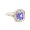 Image 2 : 14KT White Gold 1.11 ctw Tanzanite and Diamond Ring