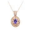 Image 2 : 14KT Rose Gold 0.80 ctw Sapphire and Diamond Pendant With Chain