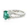 Image 2 : 14KT White Gold 1.80 ctw Emerald and Diamond Ring