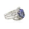 Image 2 : 18KT White Gold 3.36 ctw Tanzanite and Diamond Ring