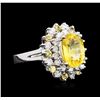 Image 2 : 14KT White Gold GIA Certified 3.35 ctw Yellow Sapphire and Diamond Ring