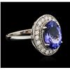 Image 2 : 14KT White Gold 3.77 ctw Tanzanite and Diamond Ring