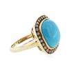 Image 2 : 14KT Yellow Gold 8.30 ctw Turquoise and Diamond Ring