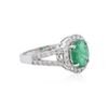 Image 2 : 14KT White Gold 1.52 ctw Emerald and Diamond Ring