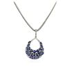 Image 2 : 14KT White Gold 15.07 ctw Sapphire & Diamond Pendant with Chain