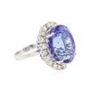 Image 2 : 14KT White Gold GIA Certified 28.36 ctw Tanzanite and Diamond Ring