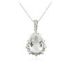 Image 2 : 14KT White Gold GIA Certified 14.10 ctw Aquamarine and Diamond Pendant W/ Chain