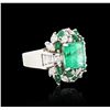 Image 2 : 18KT White Gold 5.80 ctw Emerald and Diamond Ring