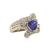 Image 2 : 18KT White Gold 1.55 ctw Tanzanite and Diamond Ring