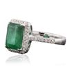 Image 2 : 14KT White Gold 3.46 ctw Emerald and Diamond Ring