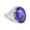 Image 2 : 18KT White Gold GIA Certified 25.57 ctw Tanzanite and Diamond Ring