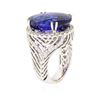 Image 3 : 18KT White Gold GIA Certified 25.57 ctw Tanzanite and Diamond Ring