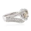 Image 2 : 14KT White Gold 1.59 ctw Fancy Brown Diamond Wedding Ring Set