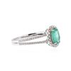 Image 2 : 14KT White Gold 0.63 ctw Emerald and Diamond Ring