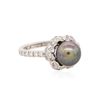 Image 2 : 14KT White Gold Pearl and Diamond Ring