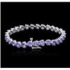 Image 2 : 14KT White Gold 12.69 ctw Tanzanite and Diamond Bracelet