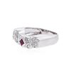 Image 2 : 14KT White Gold 0.15 ctw Ruby and Diamond Ring