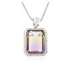 Image 2 : 14KT White Gold 28.42 ctw Quartz and Diamond Pendant With Chain