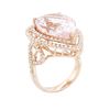 Image 3 : 14KT Rose Gold 13.01 ctw Morganite and Diamond Ring