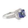 Image 2 : 14KT White Gold 4.18 ctw Tanzanite and Diamond Ring