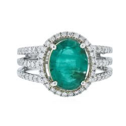 14KT Two-Tone Gold 2.21 ctw Emerald and Diamond Ring