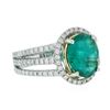 Image 2 : 14KT Two-Tone Gold 2.21 ctw Emerald and Diamond Ring