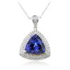 Image 2 : 14KT Two-Tone Gold 8.81 ctw Tanzanite and Diamond Pendant With Chain