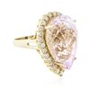 Image 2 : 14KT Yellow Gold 38.02 ctw GIA Certified Kunzite and Diamond Ring