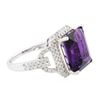 Image 2 : 14KT White Gold 5.07 ctw Amethyst and Diamond Ring