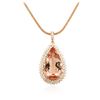 Image 2 : 14KT Rose Gold GIA Certified 34.63 ctw Morganite and Diamond Pendant With Chain