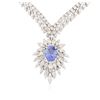 Image 2 : 14KT White Gold 3.87 ctw Tanzanite and Diamond Necklace