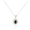 Image 2 : 14KT White Gold 0.74 ctw Sapphire and Diamond Pendant With Chain