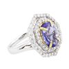 Image 2 : 14KT Two-Tone Gold 2.63 ctw Tanzanite and Diamond Ring