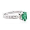 Image 2 : 14KT White Gold 0.76 ctw Emerald and Diamond Ring