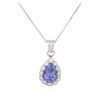 Image 2 : 14KT White Gold 2.43 ctw Tanzanite and Diamond Pendant With Chain